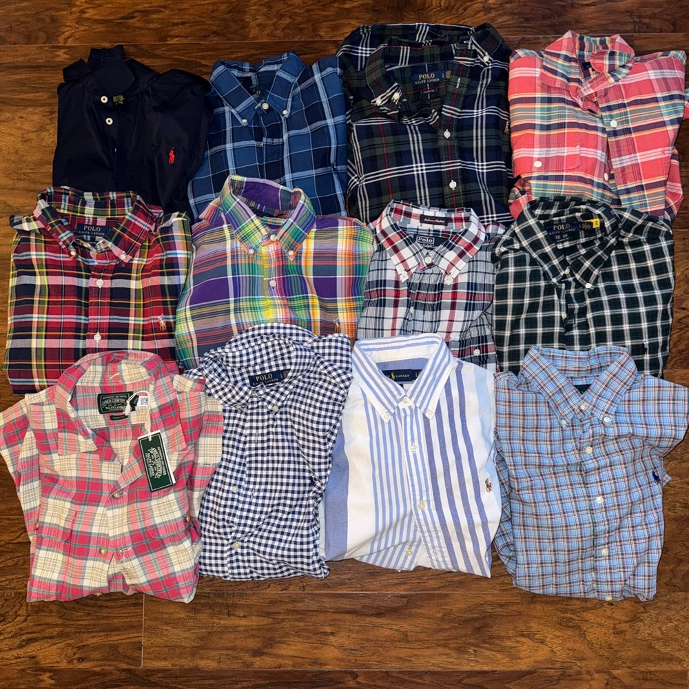 polo ralph lauren long sleeve button down shirt Lot Of 12 Large